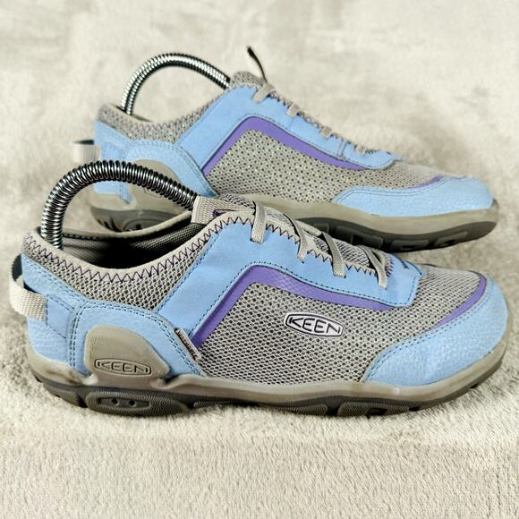 KEEN Shoes Girls Size 6 Grey Blue Knotch Tracer Comfortable Sneaker Slip On‎ - Picture 1 of 9
